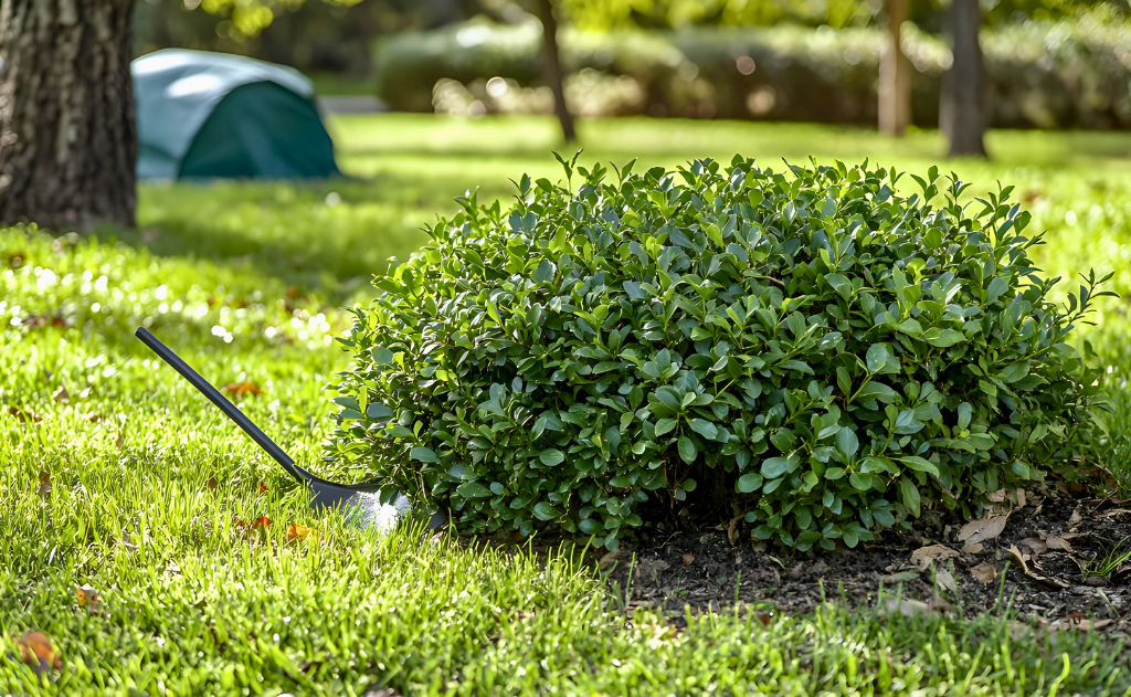 Operatore che pota siepi in un’area verde