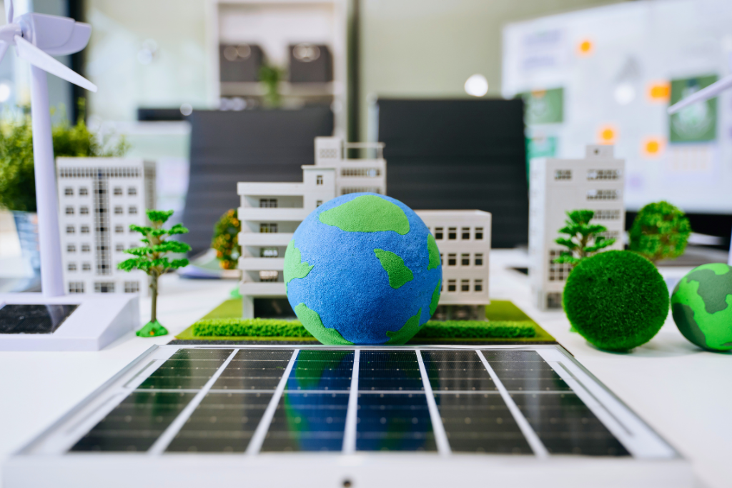 Tecnico ambientale che osserva un’area di lavoro all’aperto