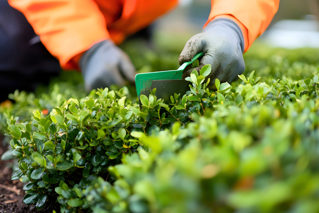 Operatori che effettuano la manutenzione di un parco pubblico